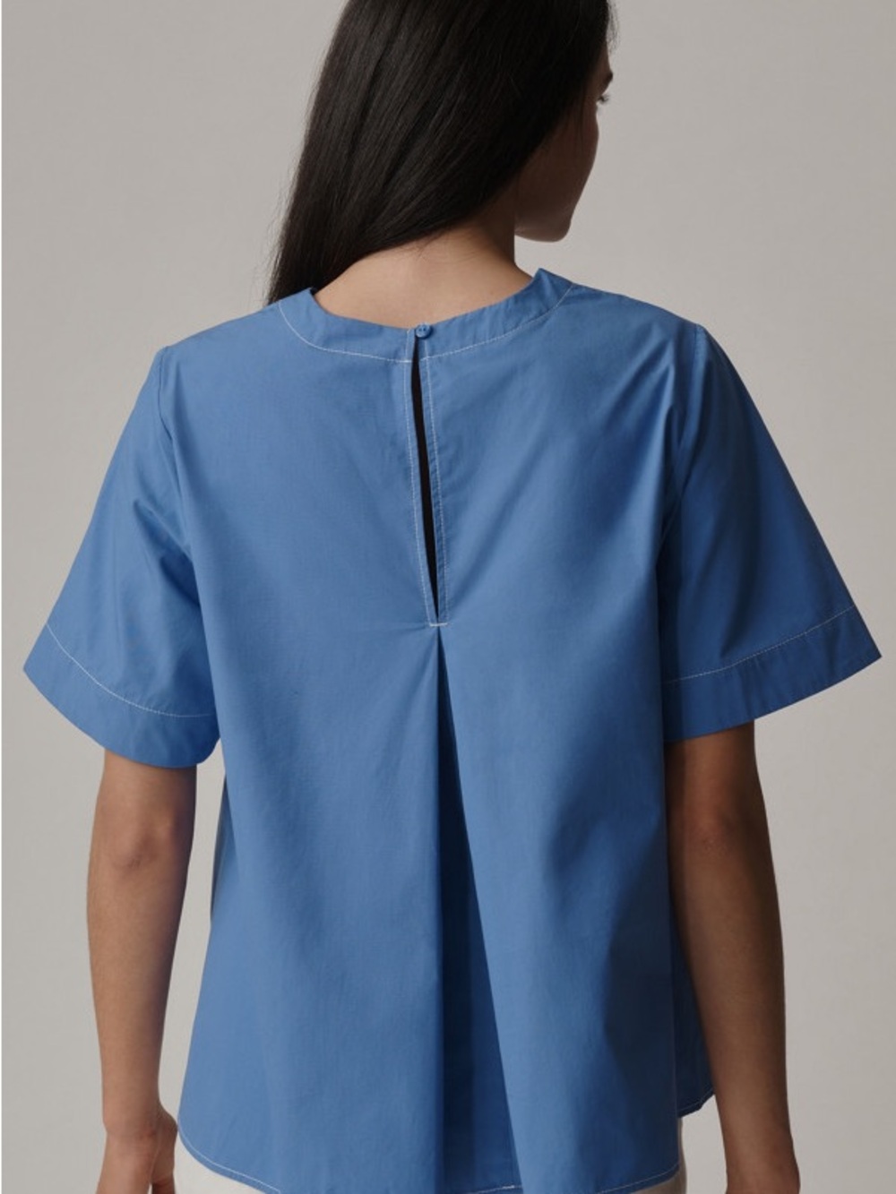 NWT Anthropologie Maeve Blue Boxy Short Sleeve “Emmy” Crewneck Top - medium - Picture 2 of 5
